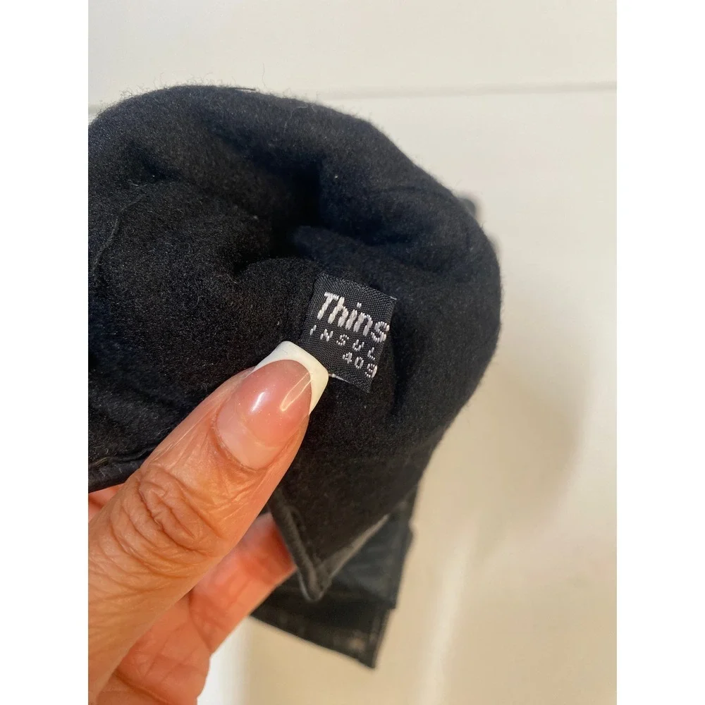 Unbranded Leather Thinsulate‎ Gloves Women One Size Black Quilted Cuffs Thermal